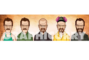 Tribute art by Prasad Bhat to all avatars of Walter White Bryan Cranston