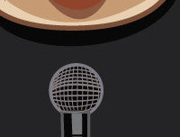 Louis CK Comedian Caricature Art Microphone closeup by Prasad Bhat